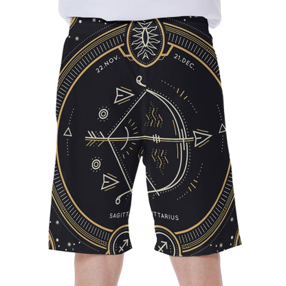 Vintage Sagittarius Zodiac Sign Print Men's Beach Shorts
