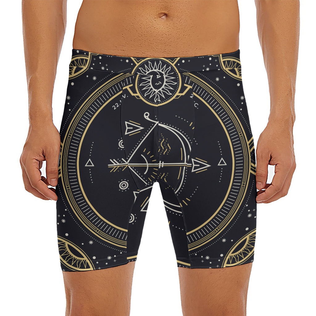 Vintage Sagittarius Zodiac Sign Print Men's Long Boxer Briefs