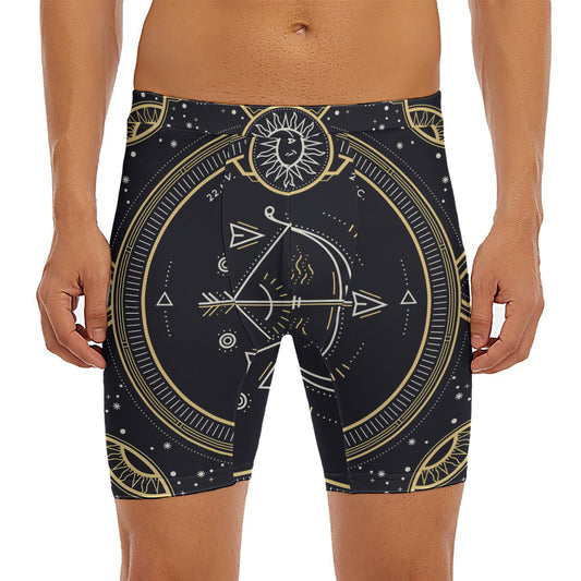 Vintage Sagittarius Zodiac Sign Print Men's Long Boxer Briefs
