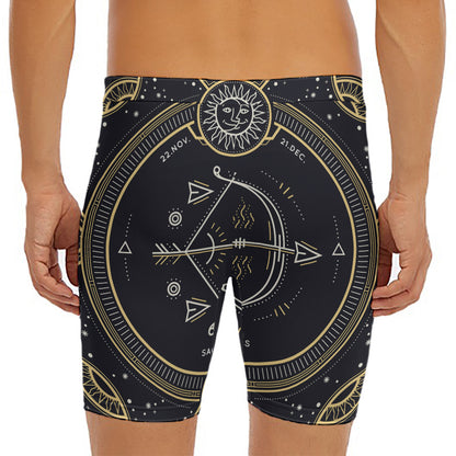 Vintage Sagittarius Zodiac Sign Print Men's Long Boxer Briefs