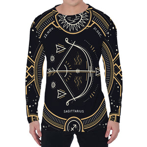 Vintage Sagittarius Zodiac Sign Print Men's Long Sleeve T-Shirt