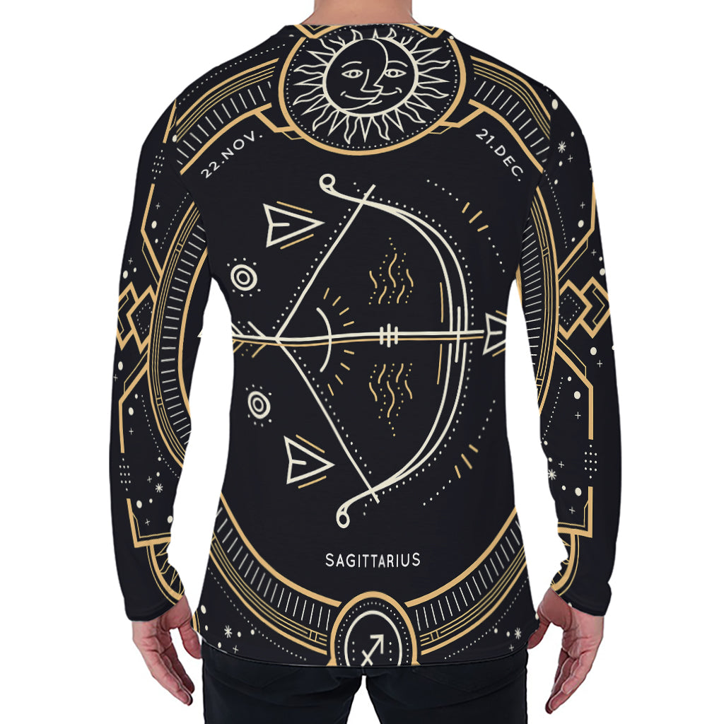 Vintage Sagittarius Zodiac Sign Print Men's Long Sleeve T-Shirt