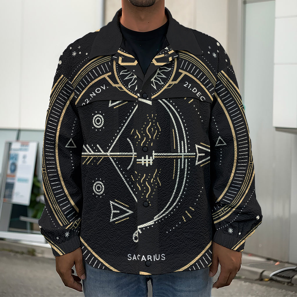 Vintage Sagittarius Zodiac Sign Print Men's Shirt Jacket
