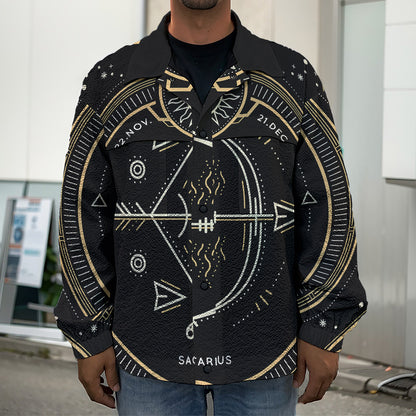 Vintage Sagittarius Zodiac Sign Print Men's Shirt Jacket