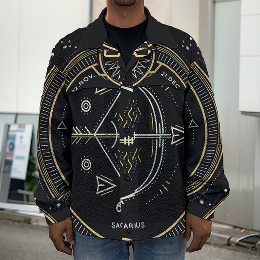 Vintage Sagittarius Zodiac Sign Print Men's Shirt Jacket