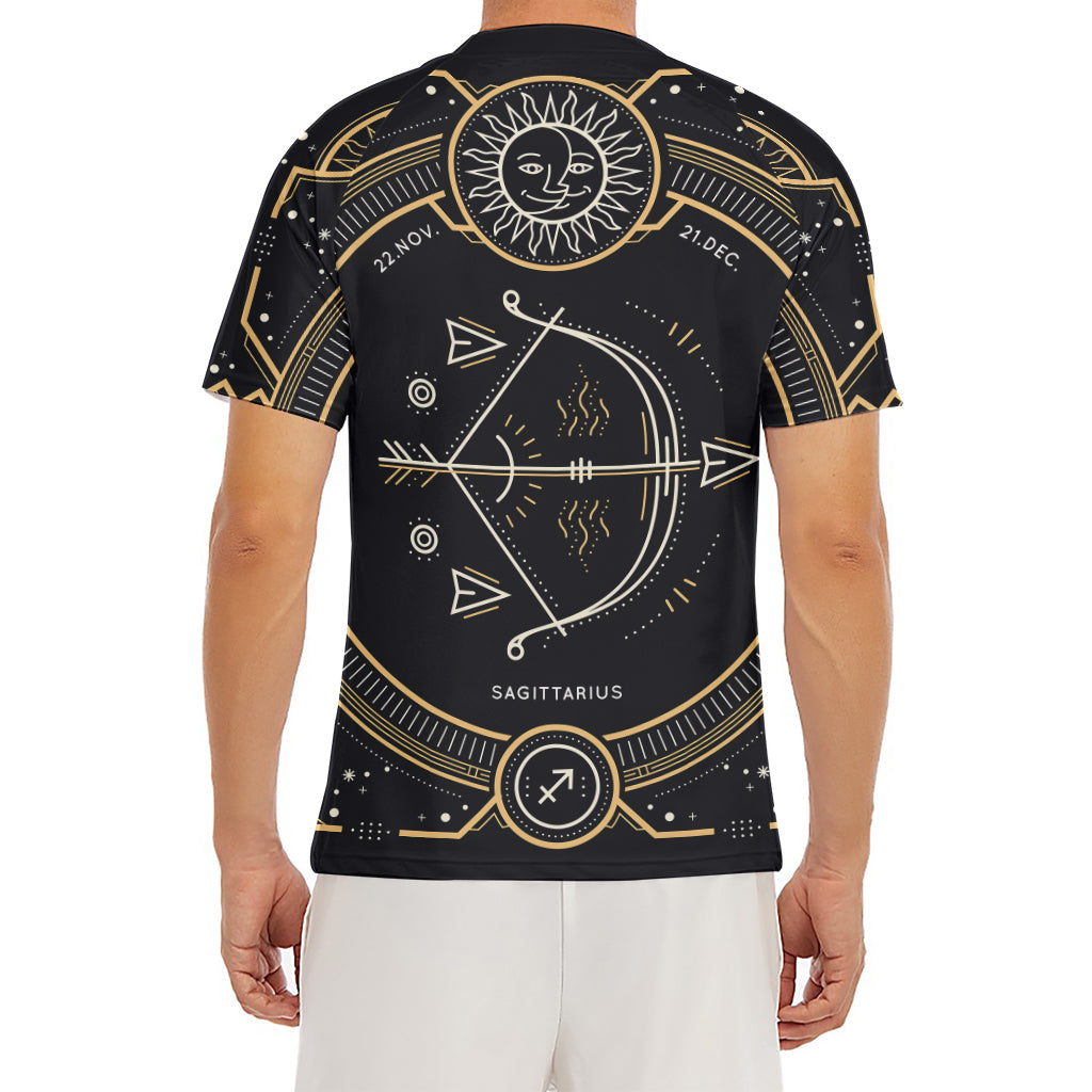 Vintage Sagittarius Zodiac Sign Print Men's Short Sleeve Rash Guard