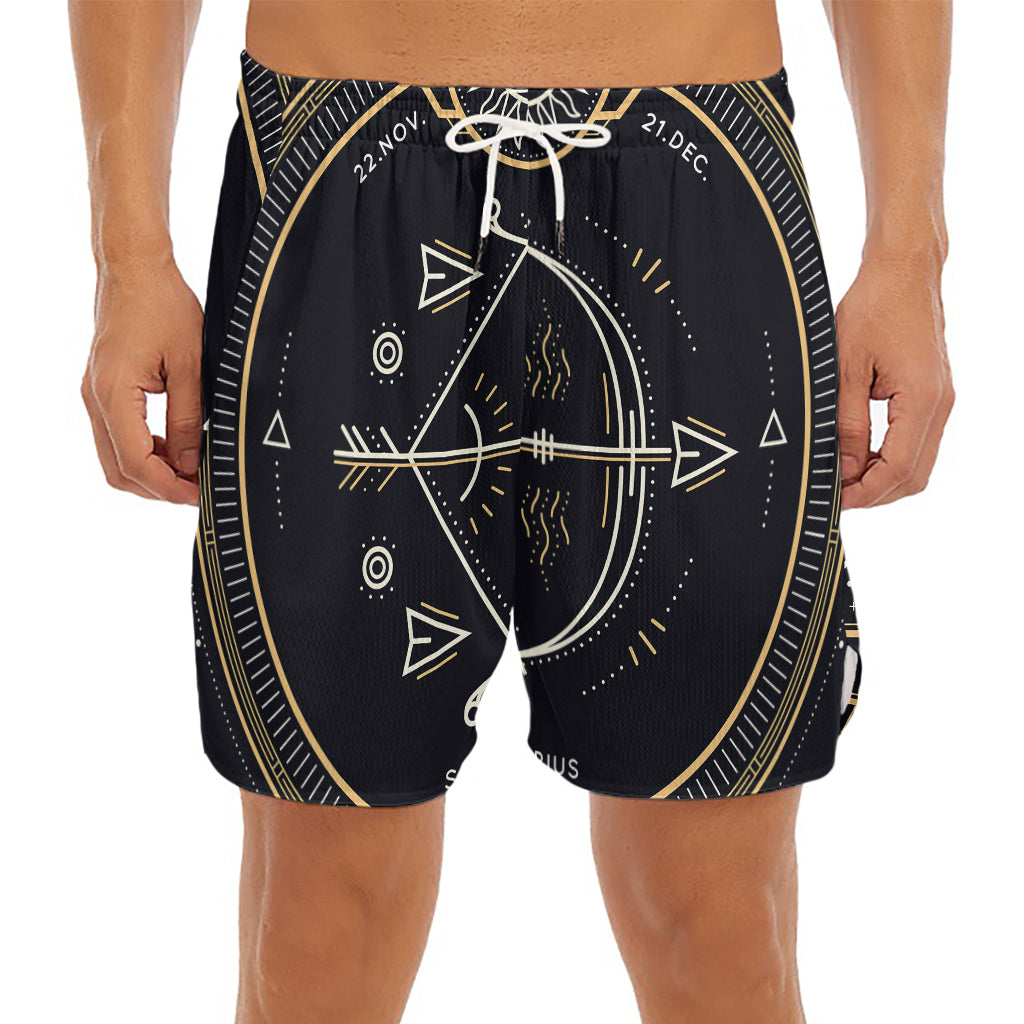 Vintage Sagittarius Zodiac Sign Print Men's Split Running Shorts