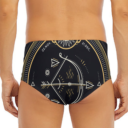Vintage Sagittarius Zodiac Sign Print Men's Triangle Swim Briefs