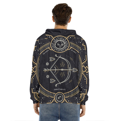 Vintage Sagittarius Zodiac Sign Print Men's Velvet Pullover Hoodie