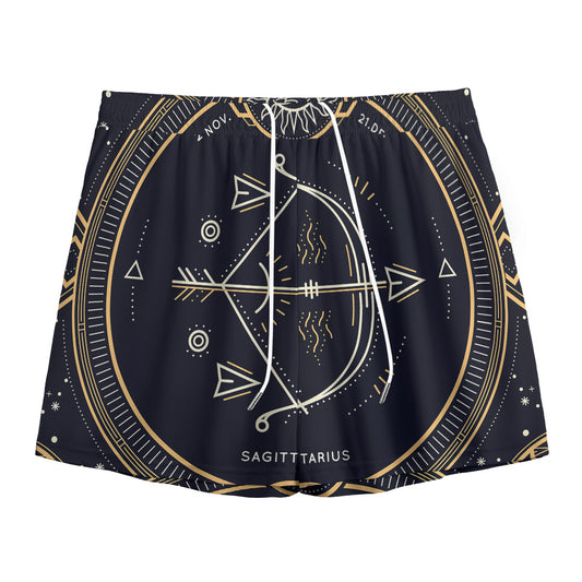 Vintage Sagittarius Zodiac Sign Print Mesh Shorts