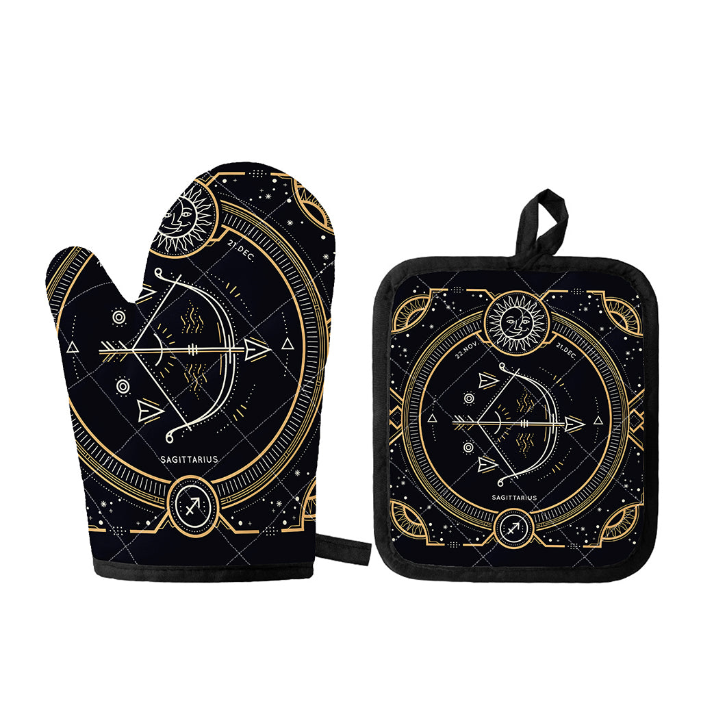 Vintage Sagittarius Zodiac Sign Print Oven Mitt And Pot Holder Set