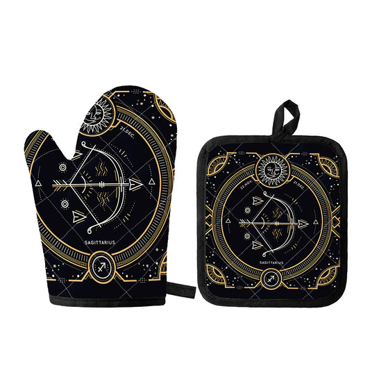 Vintage Sagittarius Zodiac Sign Print Oven Mitt And Pot Holder Set