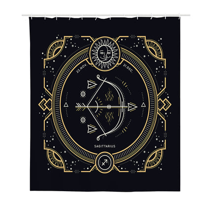 Vintage Sagittarius Zodiac Sign Print Polyester Shower Curtain