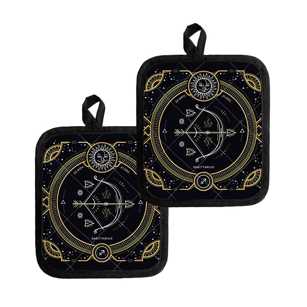 Vintage Sagittarius Zodiac Sign Print Pot Holders