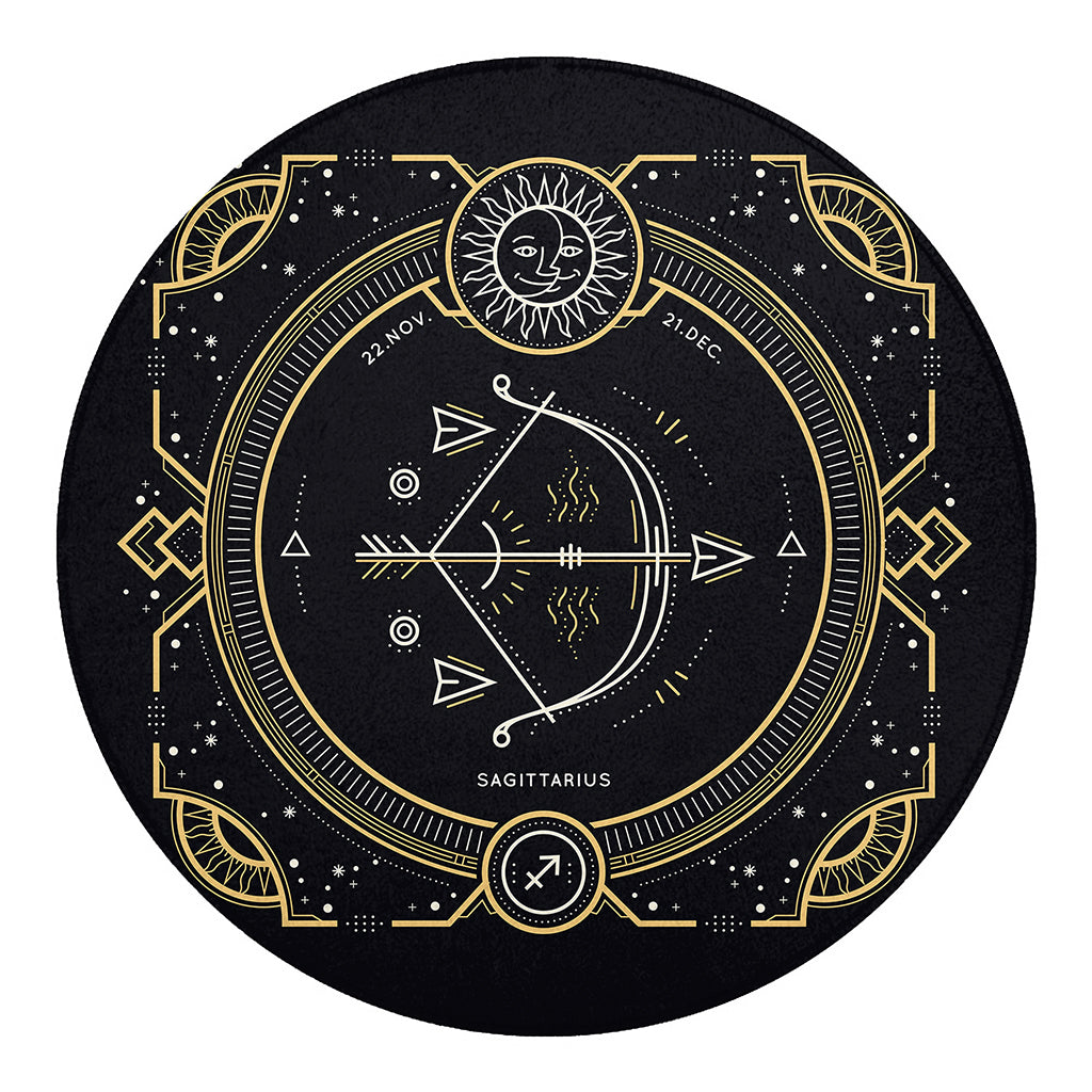 Vintage Sagittarius Zodiac Sign Print Round Blanket