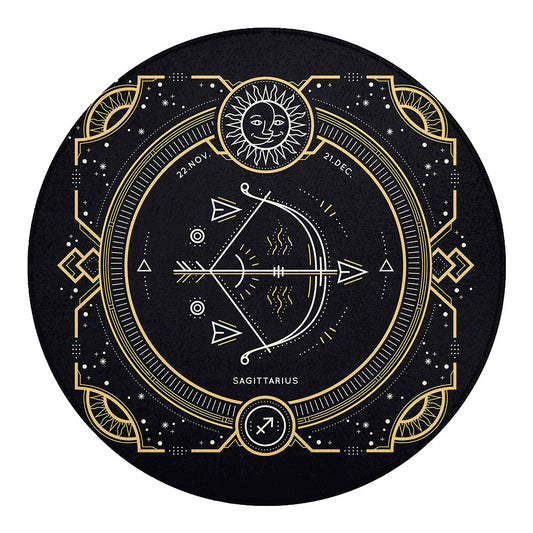 Vintage Sagittarius Zodiac Sign Print Round Blanket