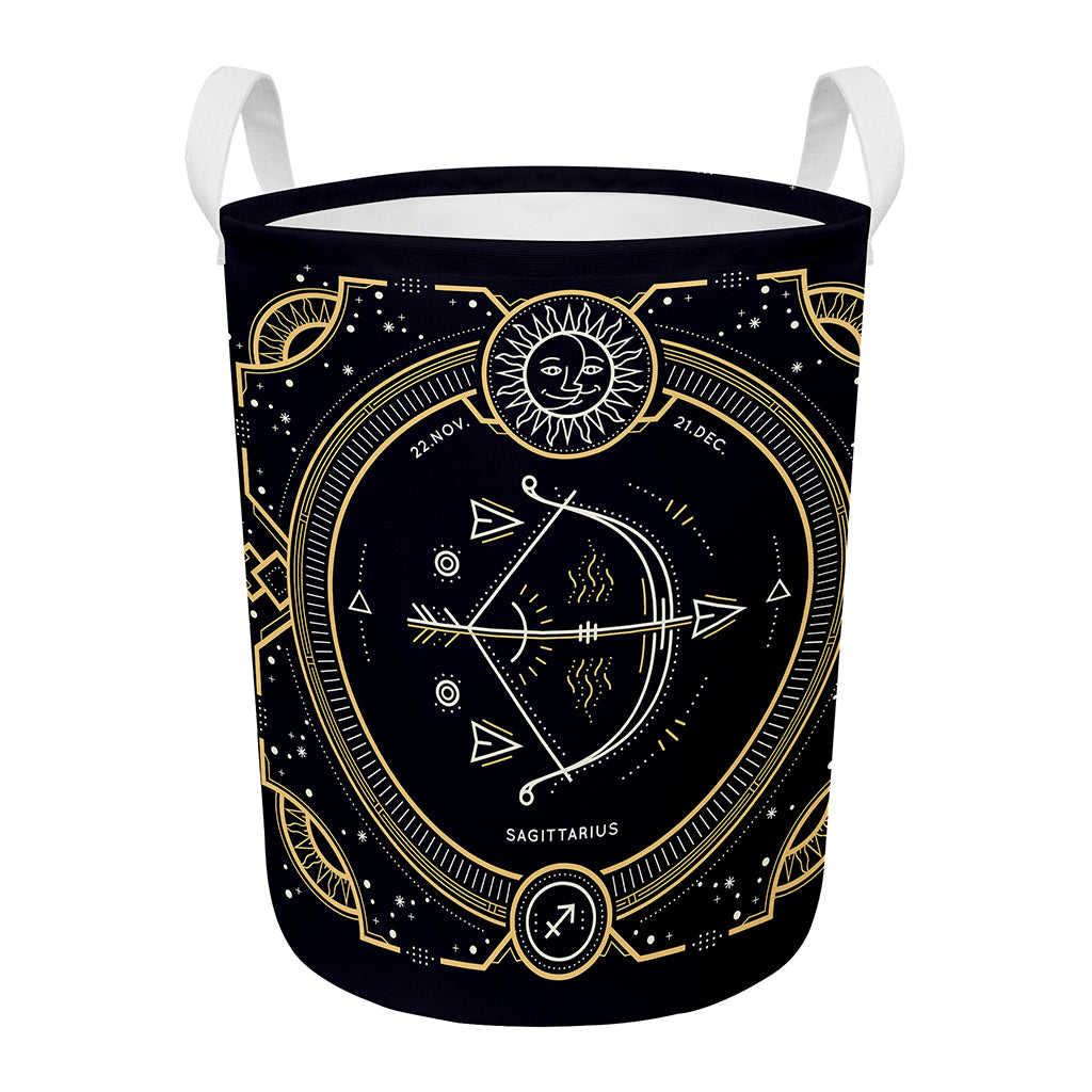 Vintage Sagittarius Zodiac Sign Print Round Laundry Basket