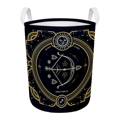 Vintage Sagittarius Zodiac Sign Print Round Laundry Basket