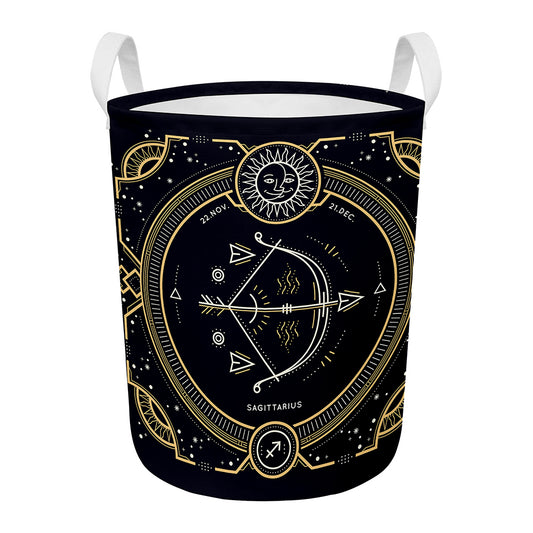 Vintage Sagittarius Zodiac Sign Print Round Laundry Basket
