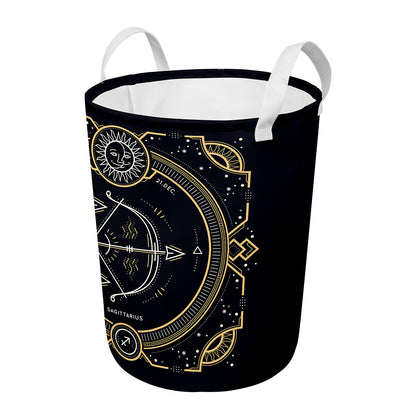 Vintage Sagittarius Zodiac Sign Print Round Laundry Basket