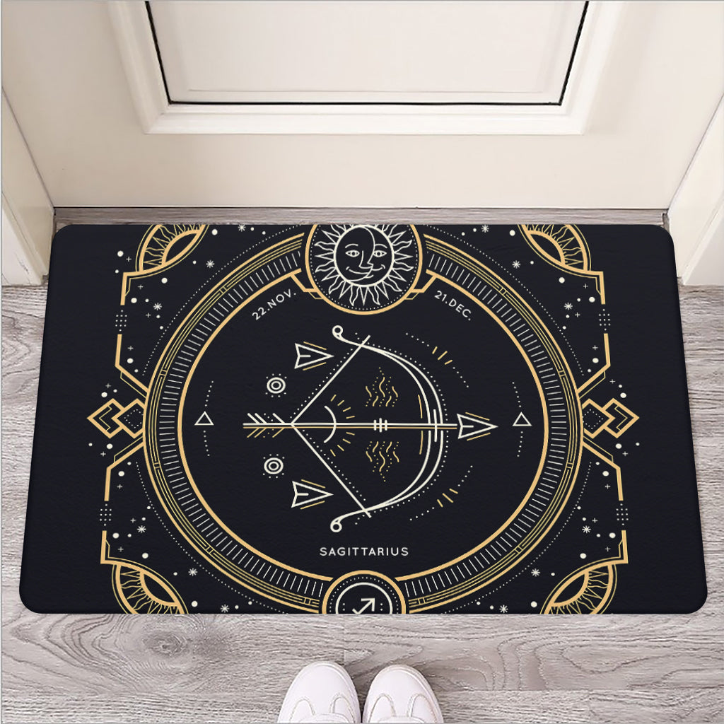 Vintage Sagittarius Zodiac Sign Print Rubber Doormat