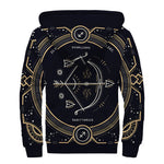 Vintage Sagittarius Zodiac Sign Print Sherpa Lined Zip Up Hoodie