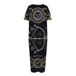 Vintage Sagittarius Zodiac Sign Print Short Sleeve Long Nightdress