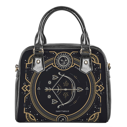 Vintage Sagittarius Zodiac Sign Print Shoulder Handbag