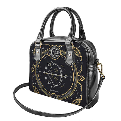 Vintage Sagittarius Zodiac Sign Print Shoulder Handbag