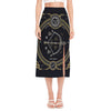 Vintage Sagittarius Zodiac Sign Print Side Slit Midi Skirt