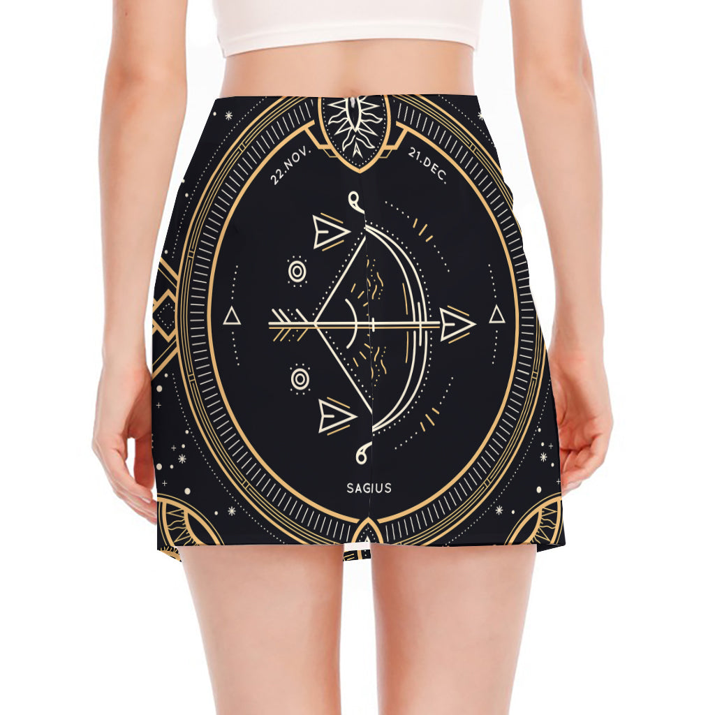 Vintage Sagittarius Zodiac Sign Print Side Slit Mini Skirt