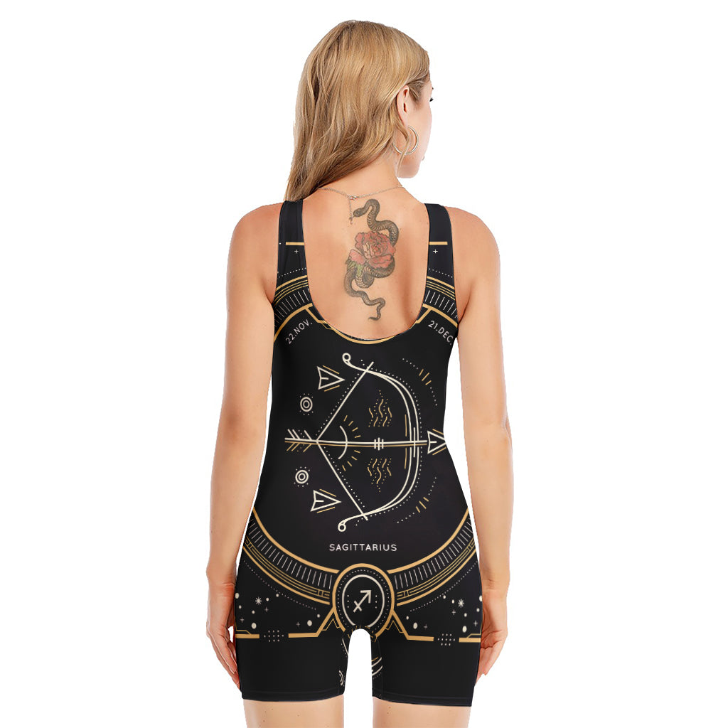 Vintage Sagittarius Zodiac Sign Print Sleeveless One Piece Swimsuit