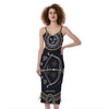 Vintage Sagittarius Zodiac Sign Print Slim Fit Midi Cami Dress