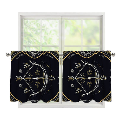 Vintage Sagittarius Zodiac Sign Print Tier Curtains
