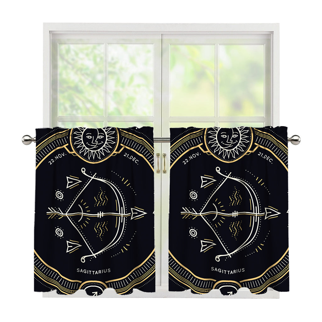 Vintage Sagittarius Zodiac Sign Print Tier Curtains