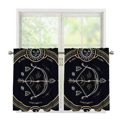Vintage Sagittarius Zodiac Sign Print Tier Curtains