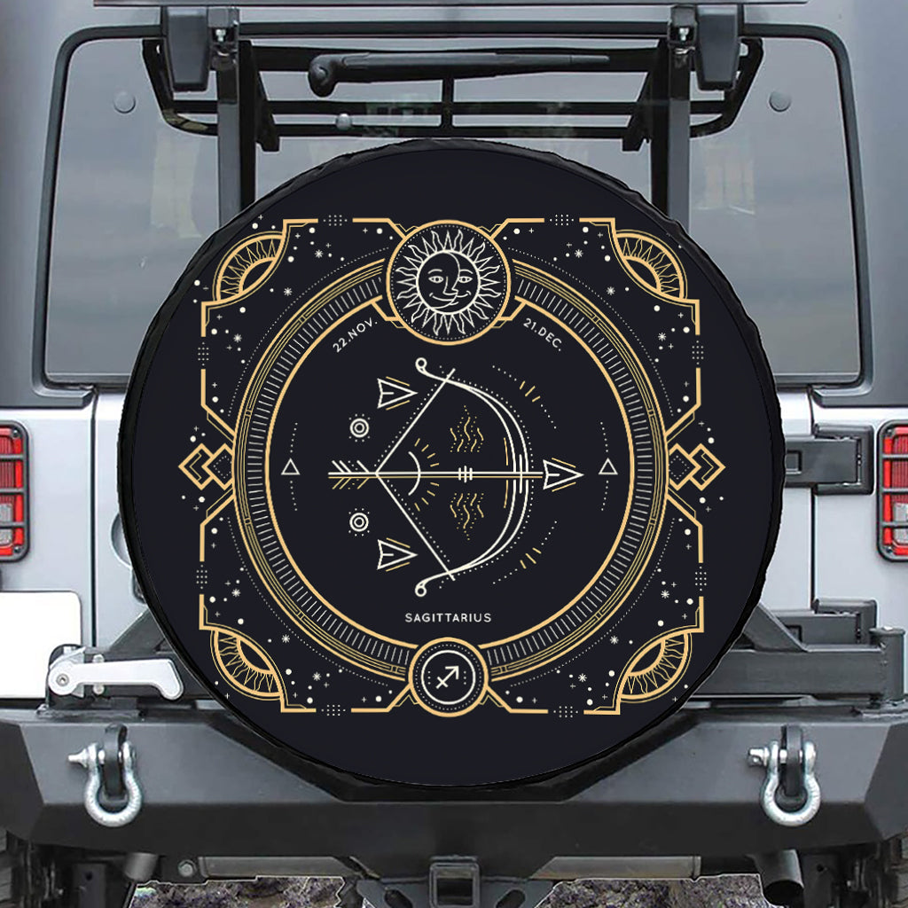 Vintage Sagittarius Zodiac Sign Print Tire Cover