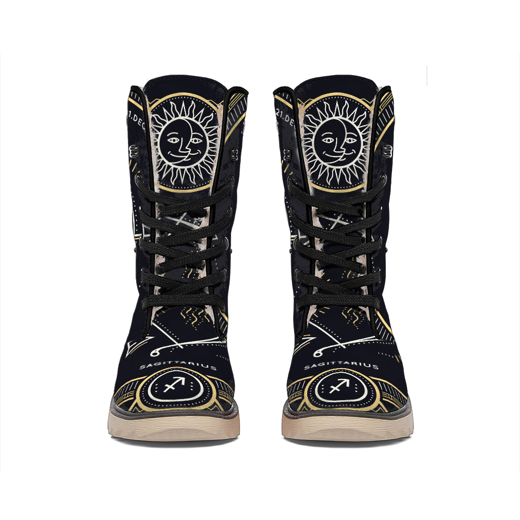 Vintage Sagittarius Zodiac Sign Print Winter Boots