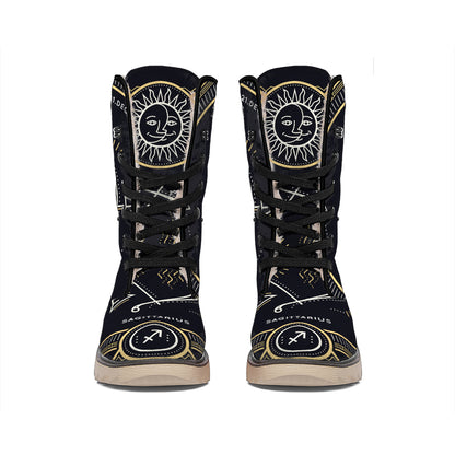 Vintage Sagittarius Zodiac Sign Print Winter Boots