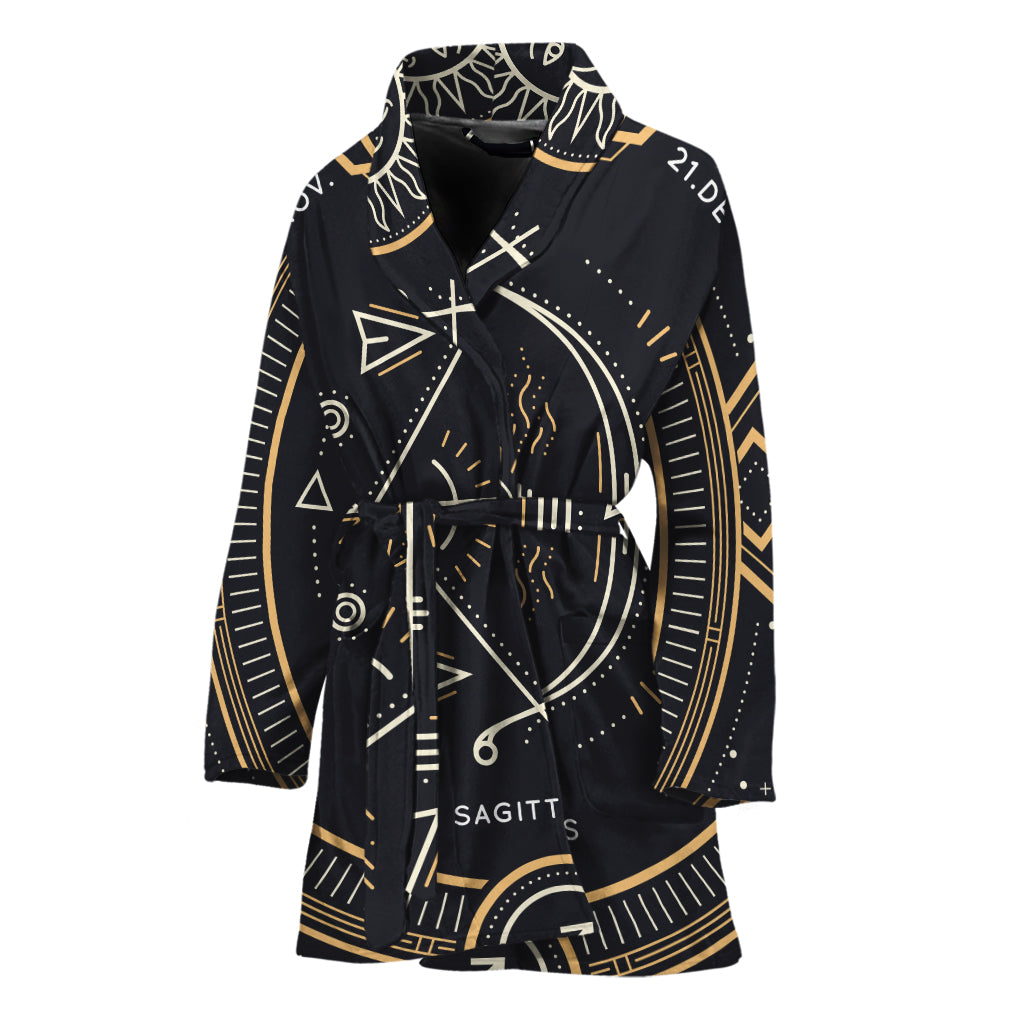 Vintage Sagittarius Zodiac Sign Print Women's Bathrobe