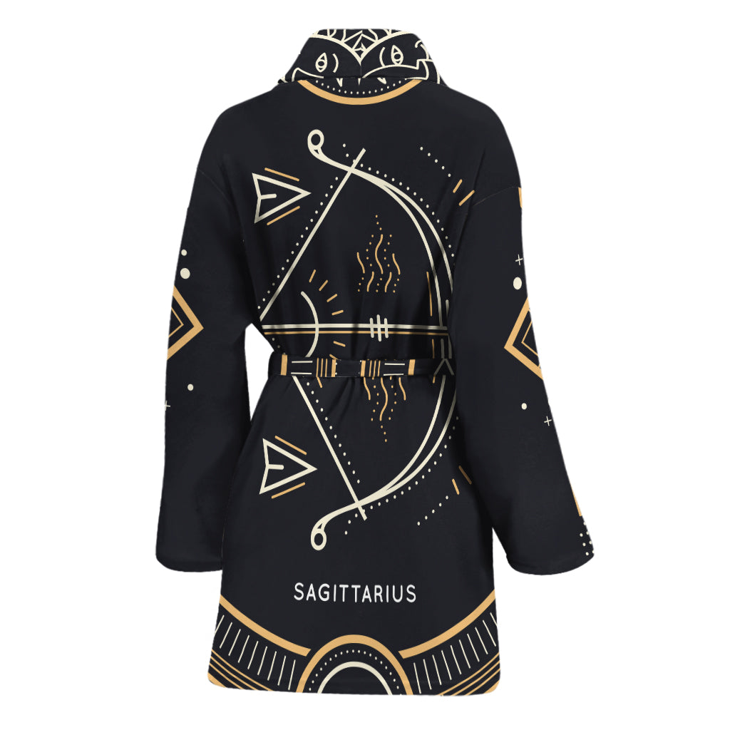 Vintage Sagittarius Zodiac Sign Print Women's Bathrobe