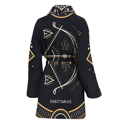 Vintage Sagittarius Zodiac Sign Print Women's Bathrobe