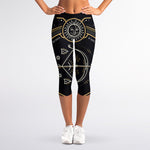 Vintage Sagittarius Zodiac Sign Print Women's Capri Leggings