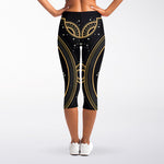 Vintage Sagittarius Zodiac Sign Print Women's Capri Leggings