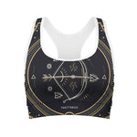 Vintage Sagittarius Zodiac Sign Print Women's Sports Bra