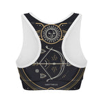 Vintage Sagittarius Zodiac Sign Print Women's Sports Bra