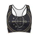 Vintage Sagittarius Zodiac Sign Print Women's Sports Bra