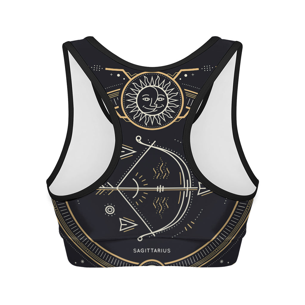 Vintage Sagittarius Zodiac Sign Print Women's Sports Bra
