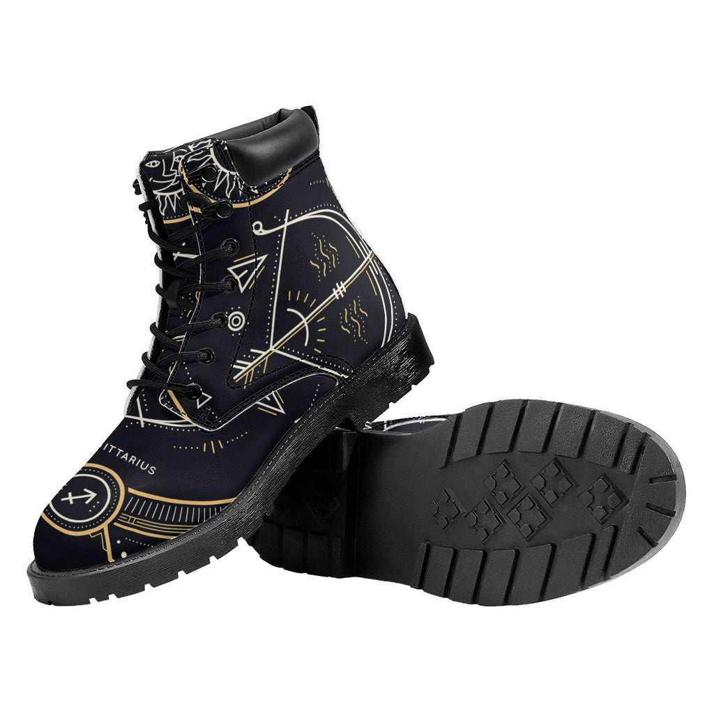 Vintage Sagittarius Zodiac Sign Print Work Boots