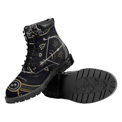 Vintage Sagittarius Zodiac Sign Print Work Boots